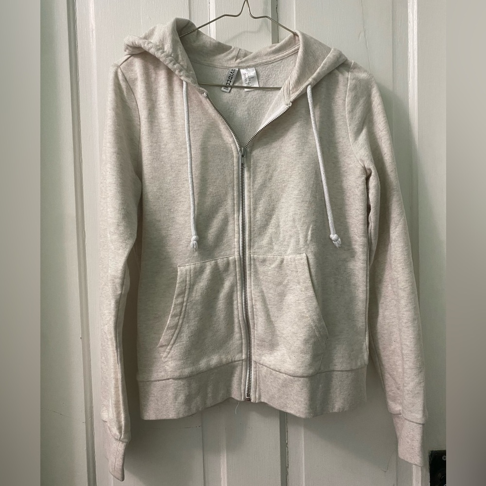 H&M White Zip-Up Hoodie - Size S